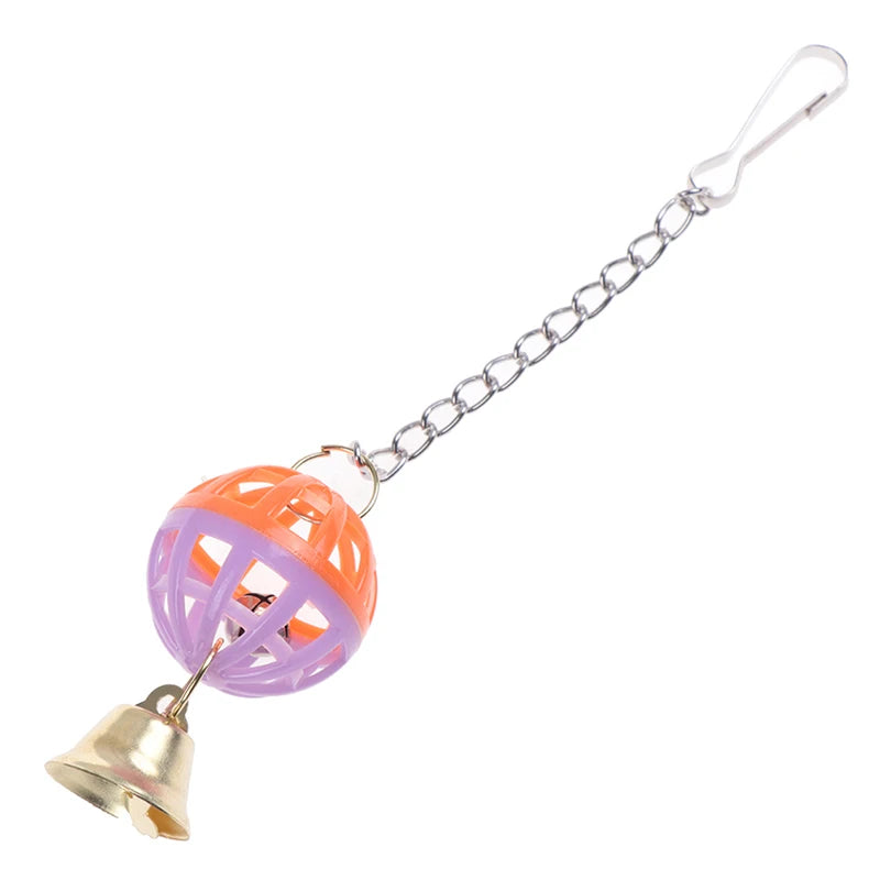 Pet Parrot Bird Cockatiel Bell Swing Ball Hanging Cage Toy Pet Supplies