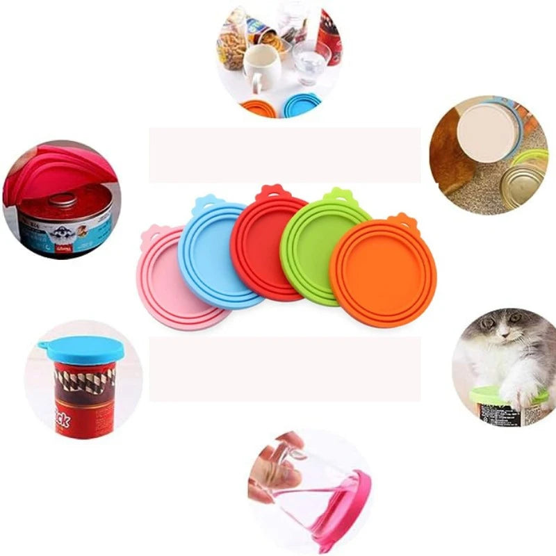 Reusable Silicone Pet Can Cover Fresh-keeping Cover with Spoon Sealing Cover Cat and Dog Food Storage Tank Cover Pet Supplies