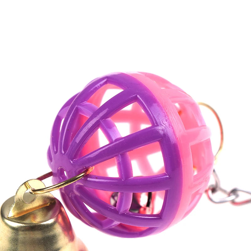 Pet Parrot Bird Cockatiel Bell Swing Ball Hanging Cage Toy Pet Supplies