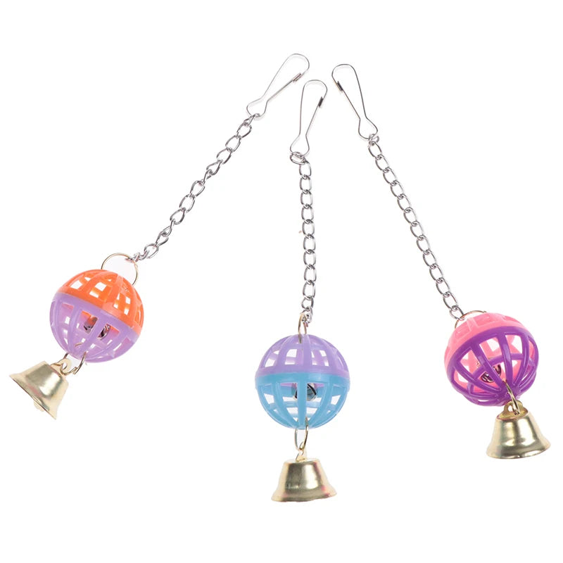 Pet Parrot Bird Cockatiel Bell Swing Ball Hanging Cage Toy Pet Supplies