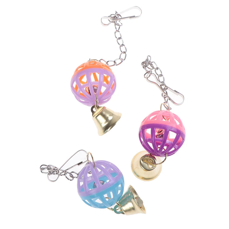 Pet Parrot Bird Cockatiel Bell Swing Ball Hanging Cage Toy Pet Supplies