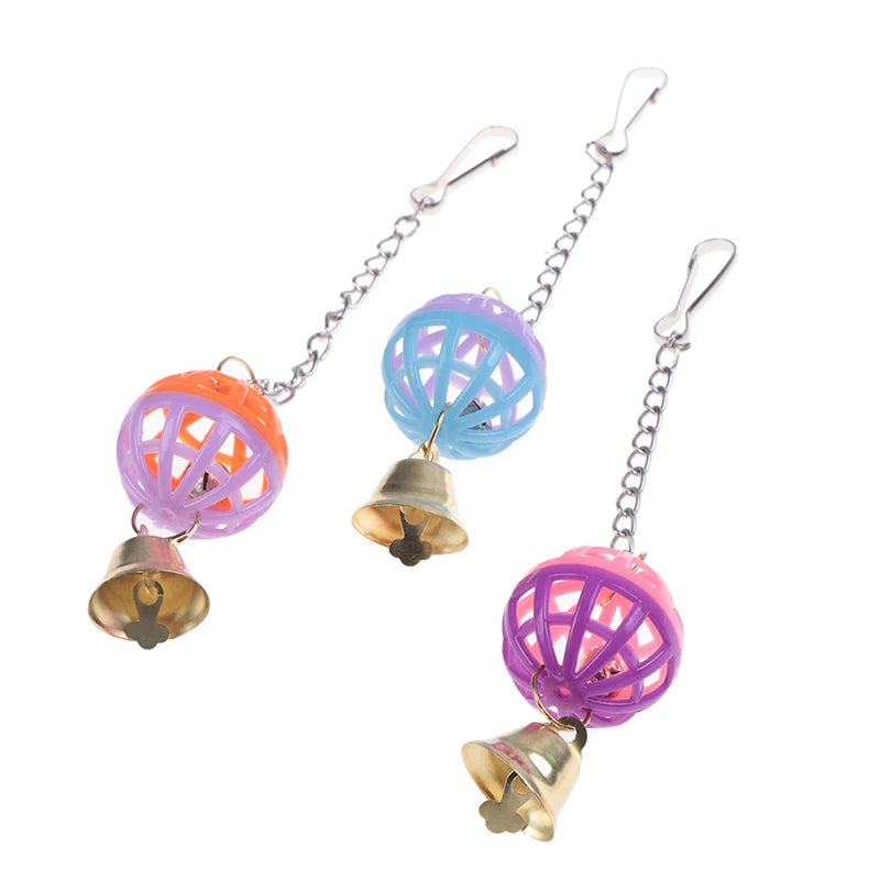 Pet Parrot Bird Cockatiel Bell Swing Ball Hanging Cage Toy Pet Supplies