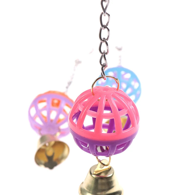 Pet Parrot Bird Cockatiel Bell Swing Ball Hanging Cage Toy Pet Supplies