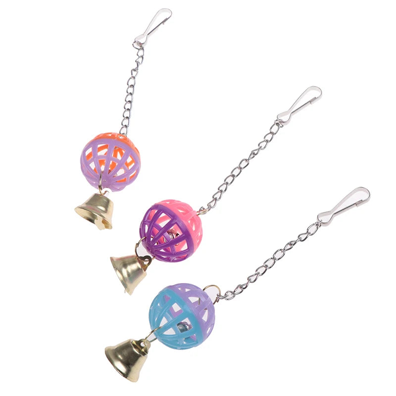 Pet Parrot Bird Cockatiel Bell Swing Ball Hanging Cage Toy Pet Supplies