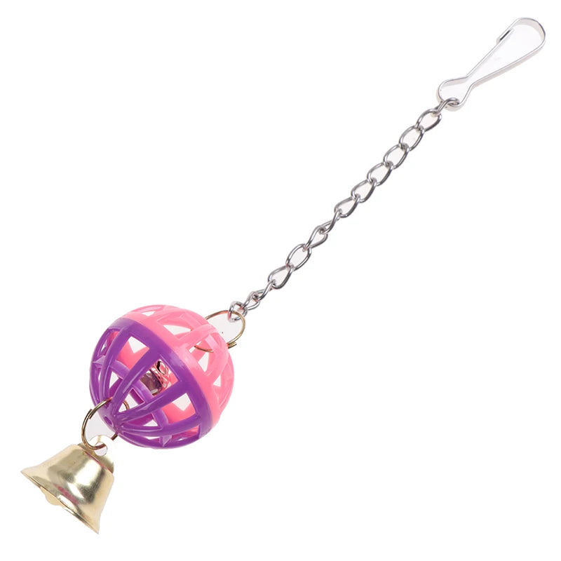Pet Parrot Bird Cockatiel Bell Swing Ball Hanging Cage Toy Pet Supplies